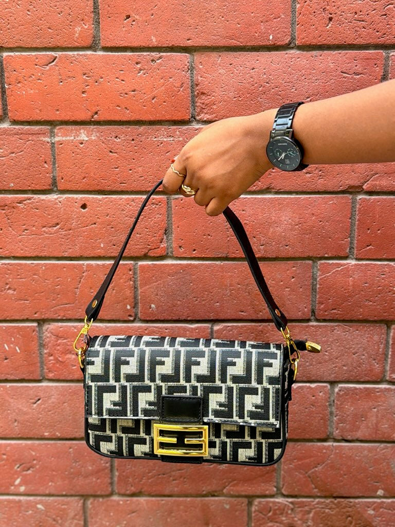 Luxury Monogram Shoulder Bag with Gold Lock