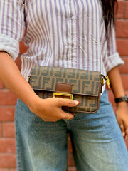 Luxury Monogram Shoulder Bag with Gold Lock