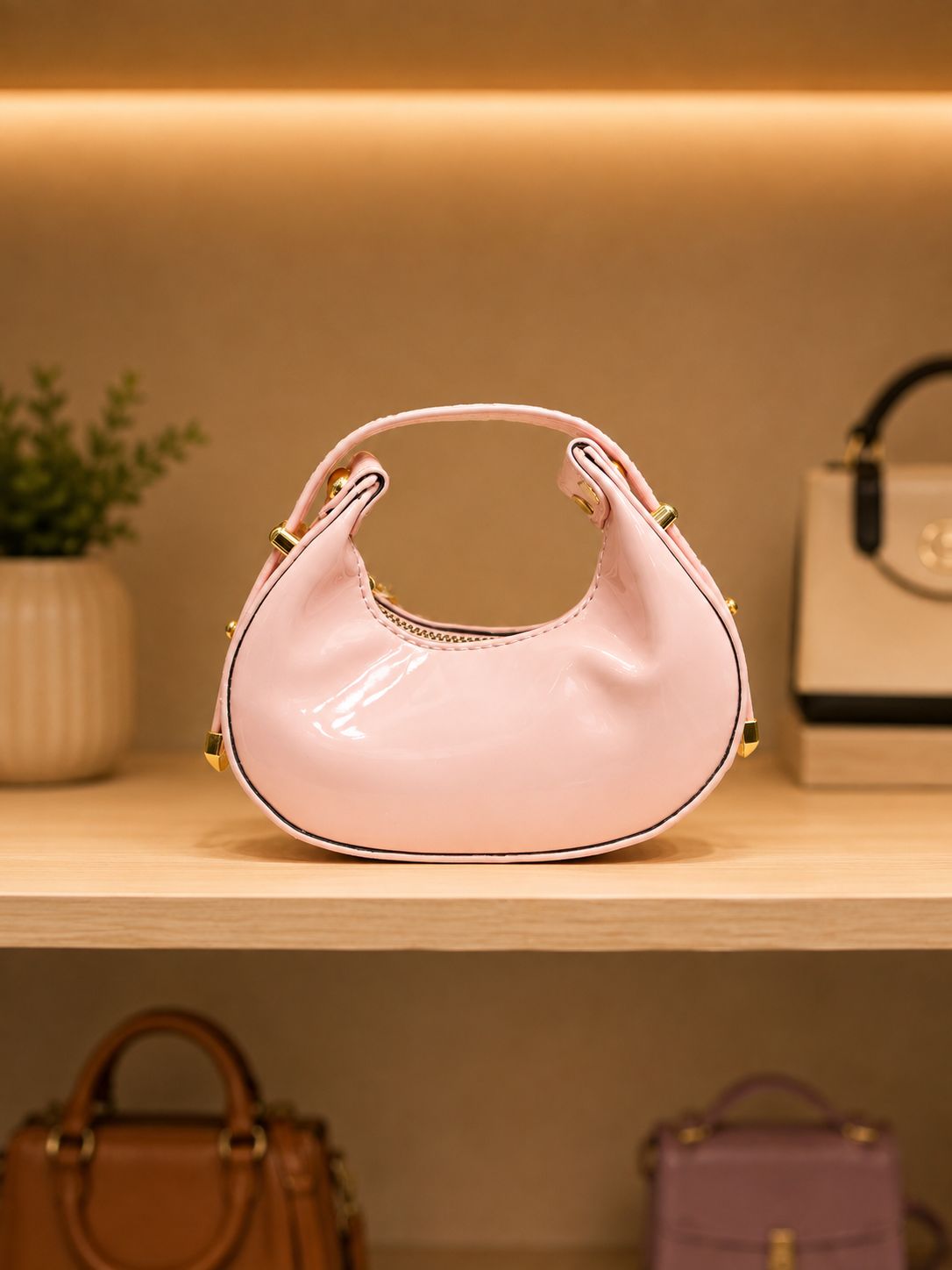 Tini Glossy Hobo Mini Bag