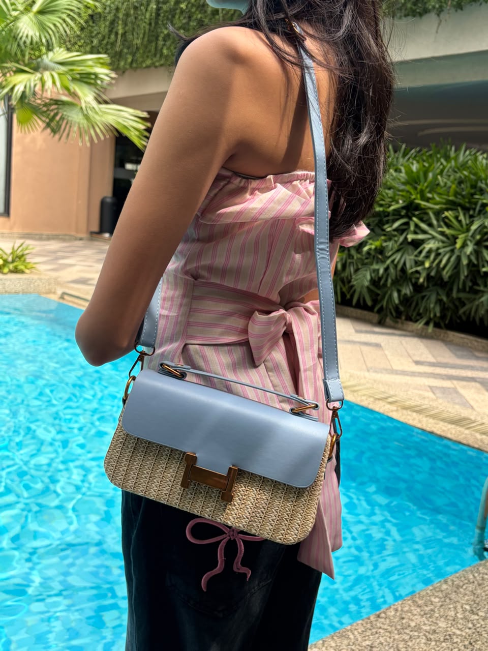 Bucky Woven Straw Cross Body Bag