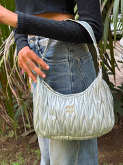 Silver Quited Shoulder Bag