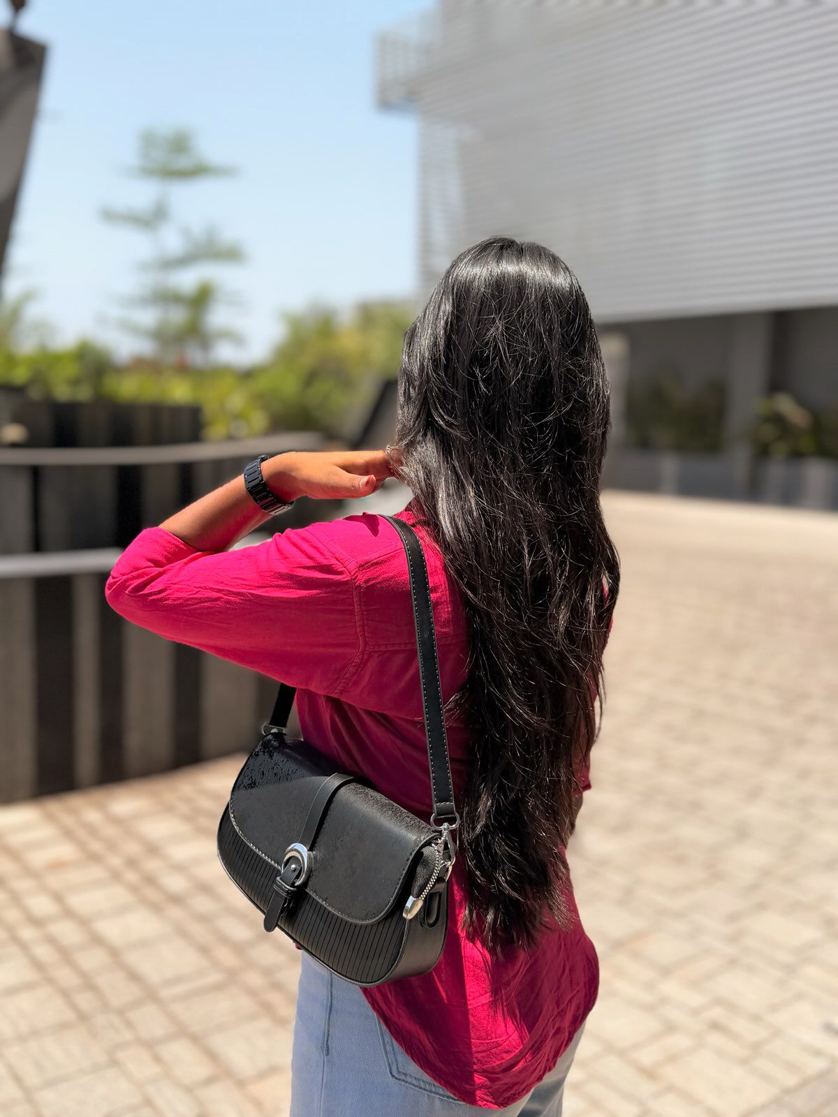 Textured Strapped Cross Body Bag