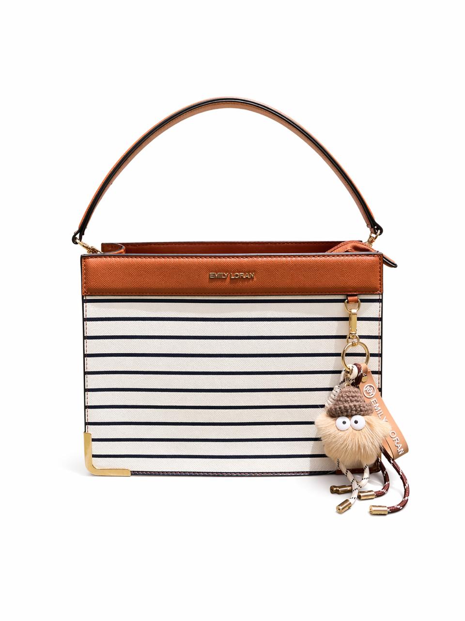 Elegant Striped Tote Bag with Premium Quality Charm