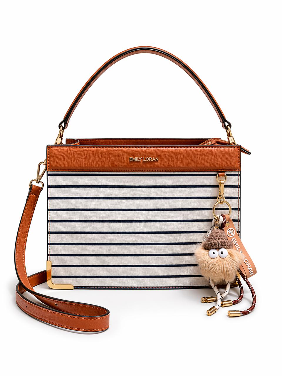 Elegant Striped Tote Bag with Premium Quality Charm