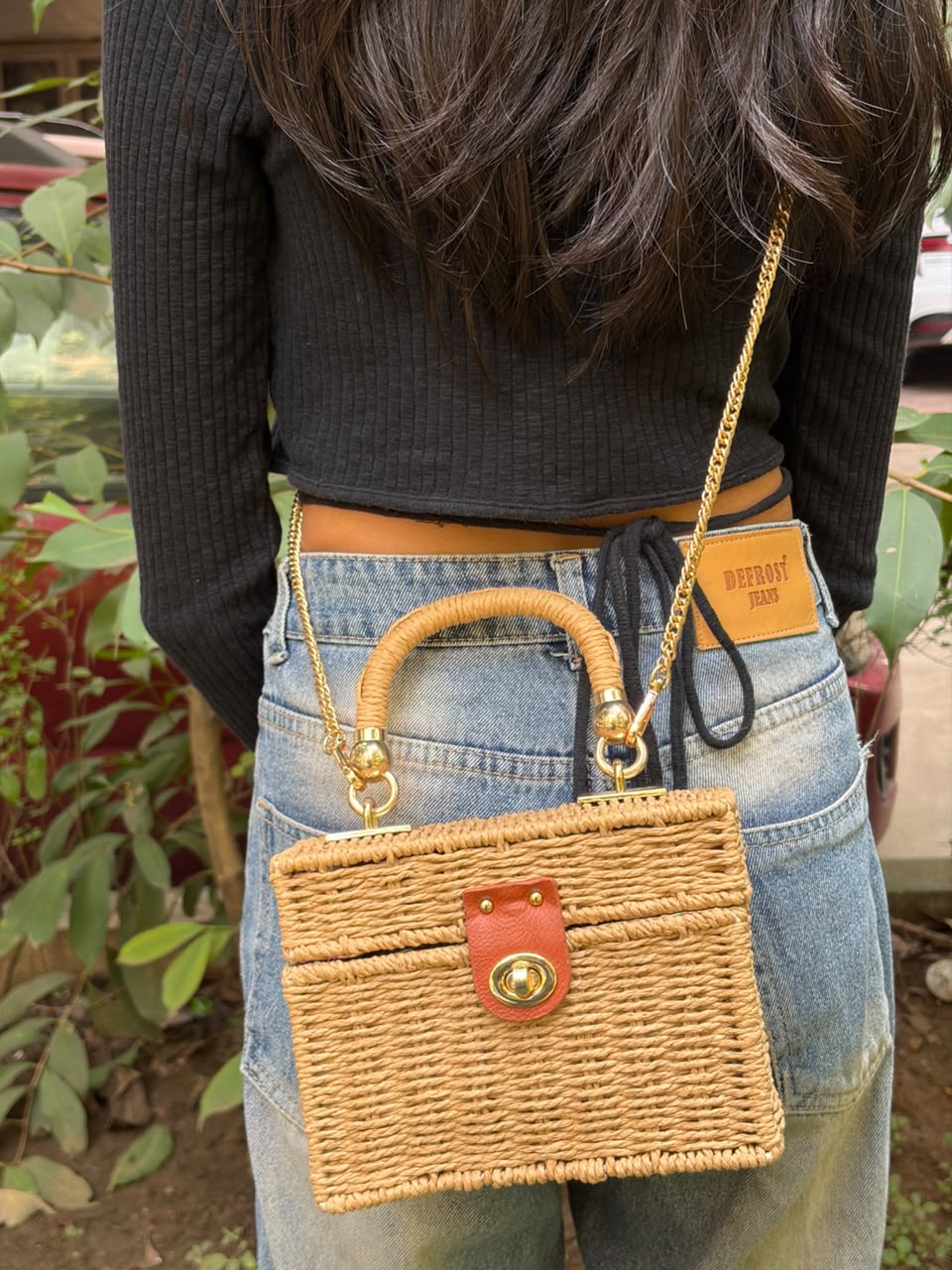 Sage Woven Sling Bag