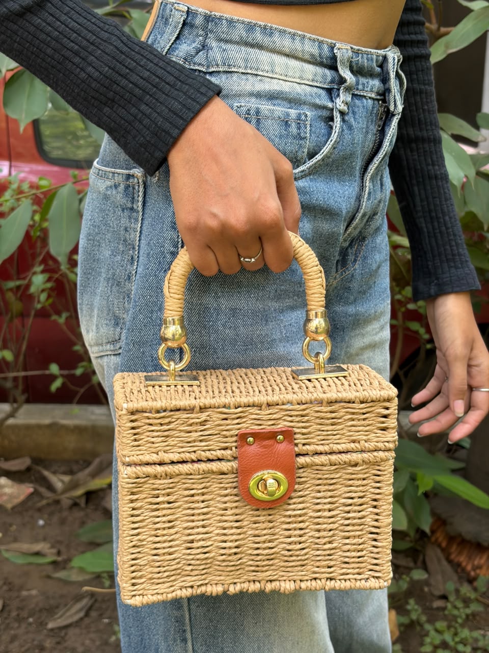 Sage Woven Sling Bag