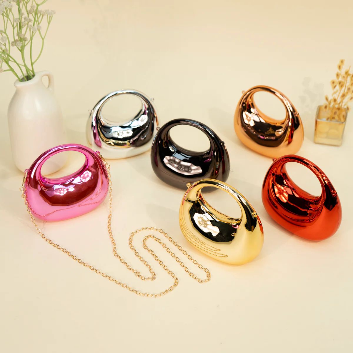 Luxury Metallic Mini Clutch Bag Statement Party Essential