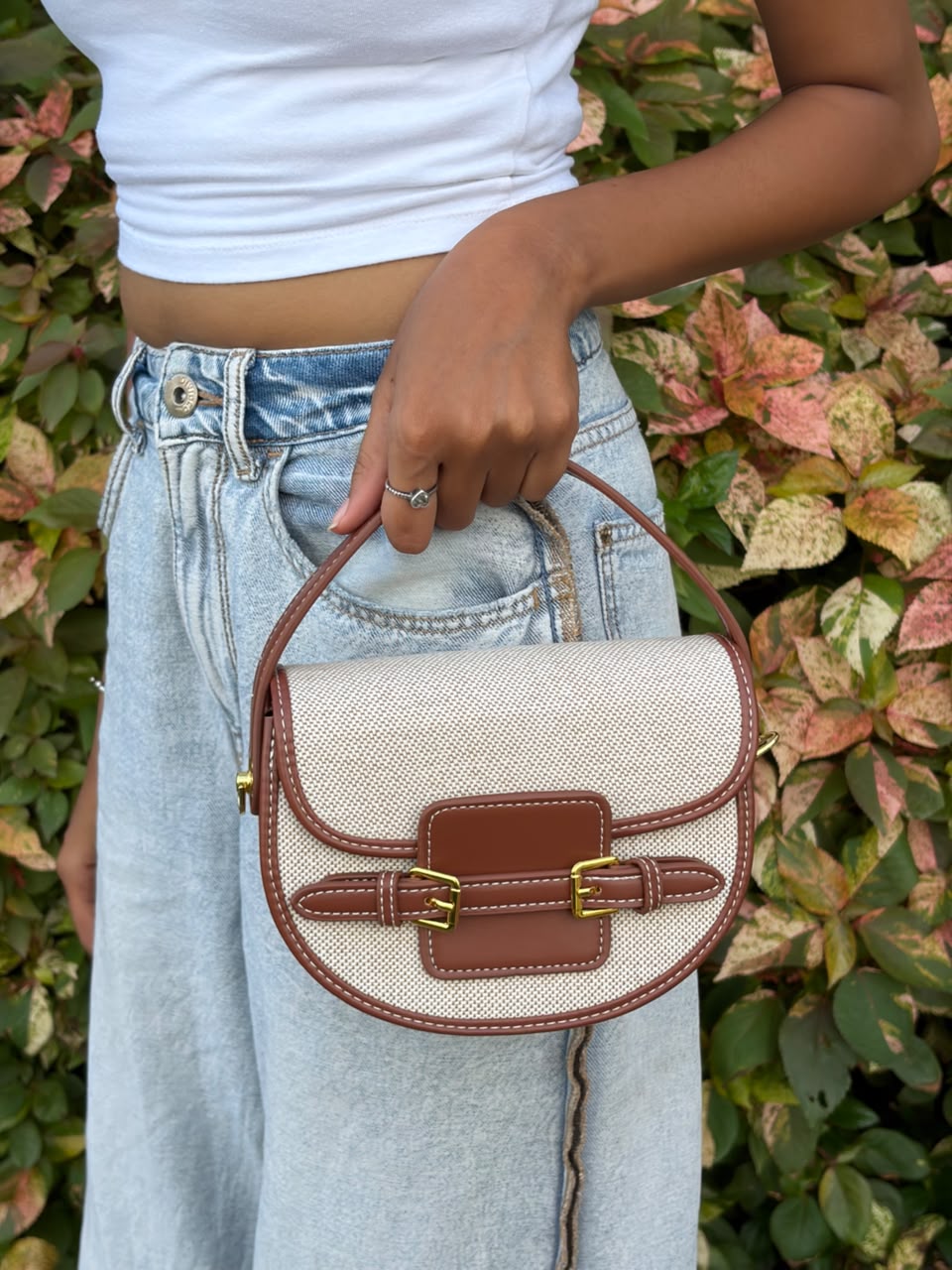 Reva Woven Textured Shoulder Bag