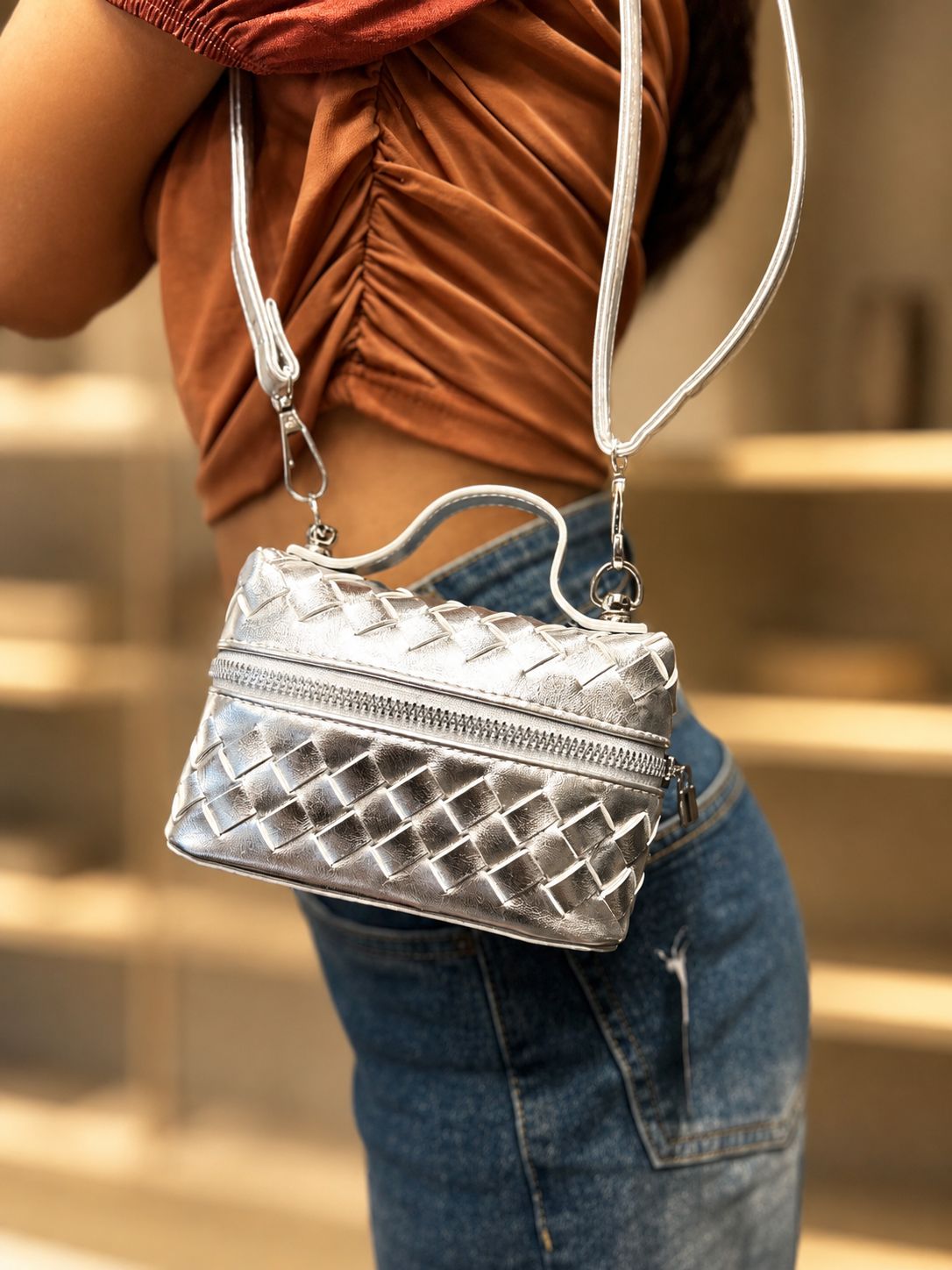 Noir Weave Luxe mini sling