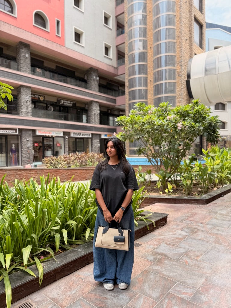 Classic Textured Tote Bag with Mini Pouch
