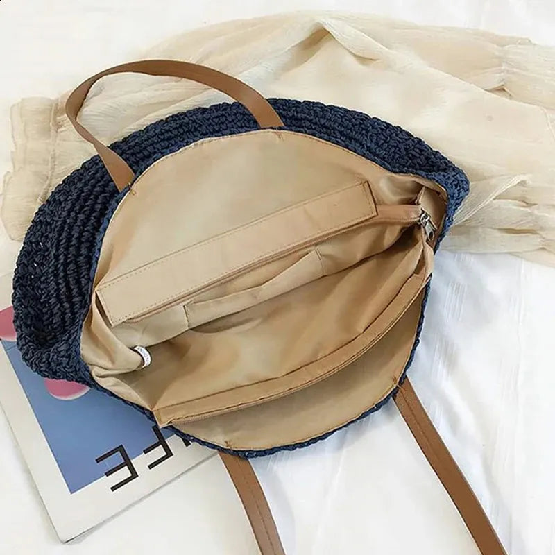Evil Eye Straw Tote Bag