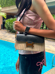 Bucky Woven Straw Cross Body Bag