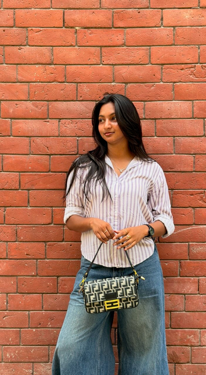 Luxury Monogram Shoulder Bag with Gold Lock