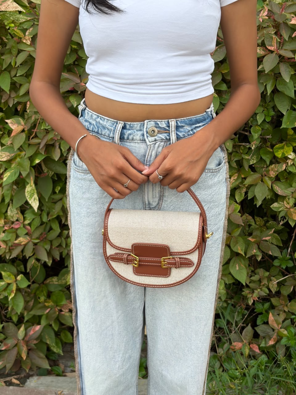 Reva Woven Textured Shoulder Bag