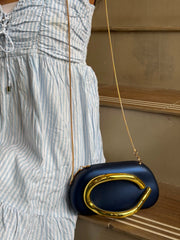 Navy Blue Oval Statement Sling Bag 💙