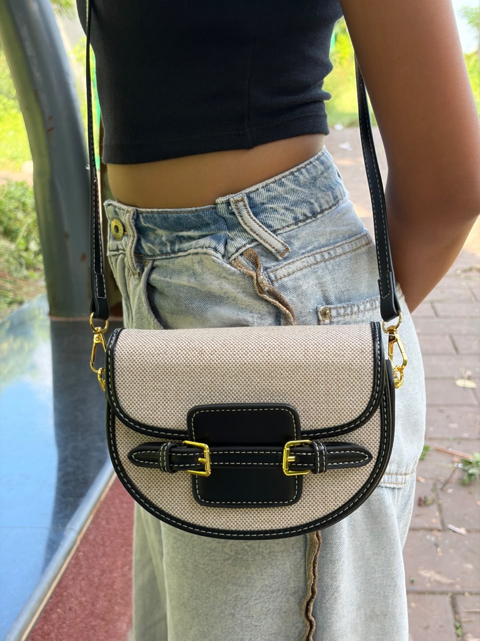 Reva Woven Textured Shoulder Bag