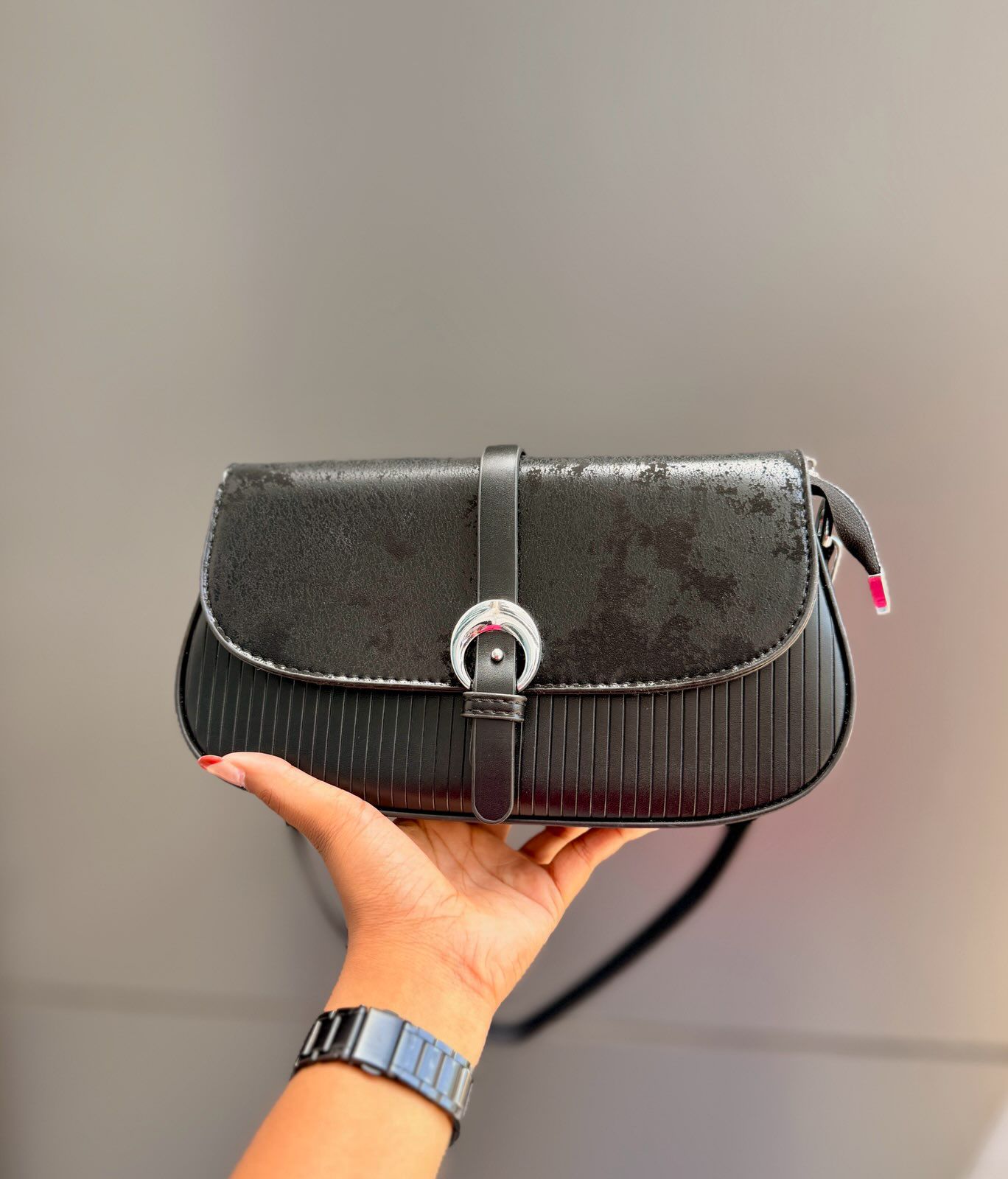 Textured Strapped Cross Body Bag