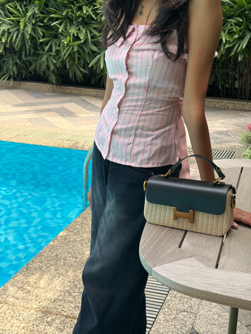 Bucky Woven Straw Cross Body Bag