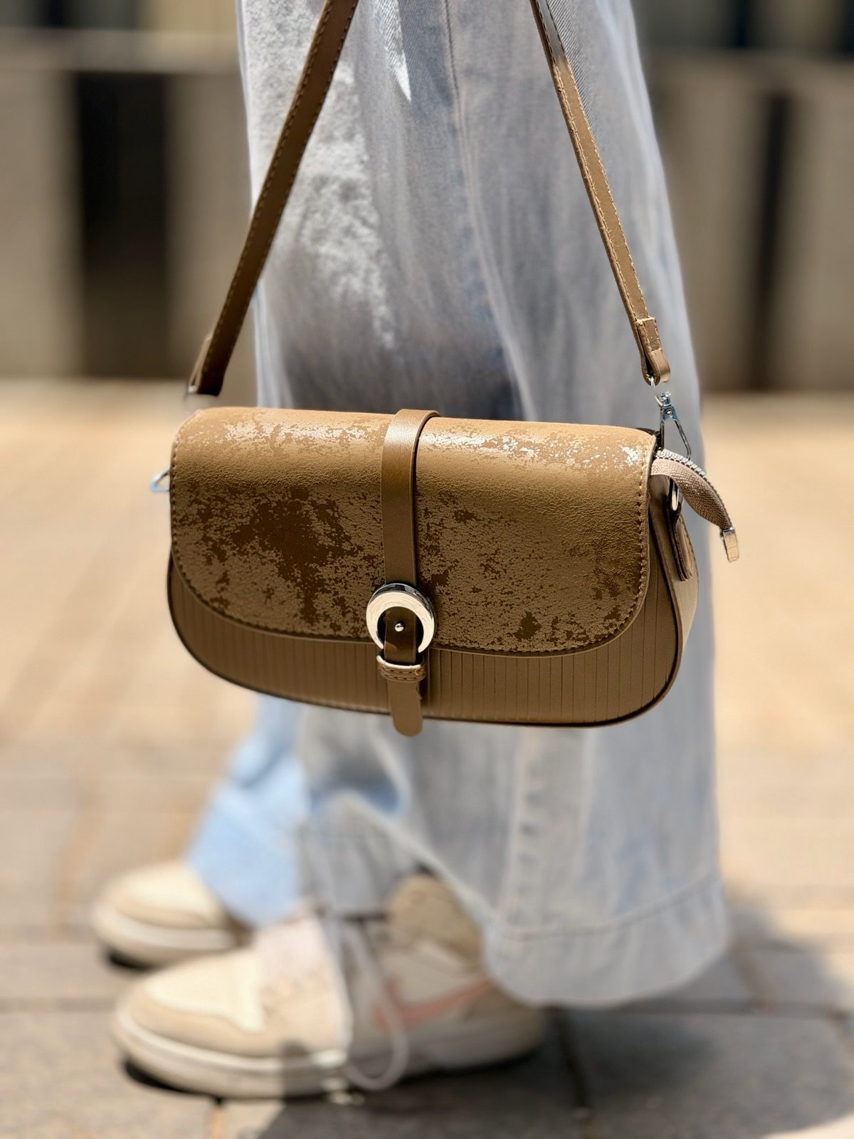 Textured Strapped Cross Body Bag
