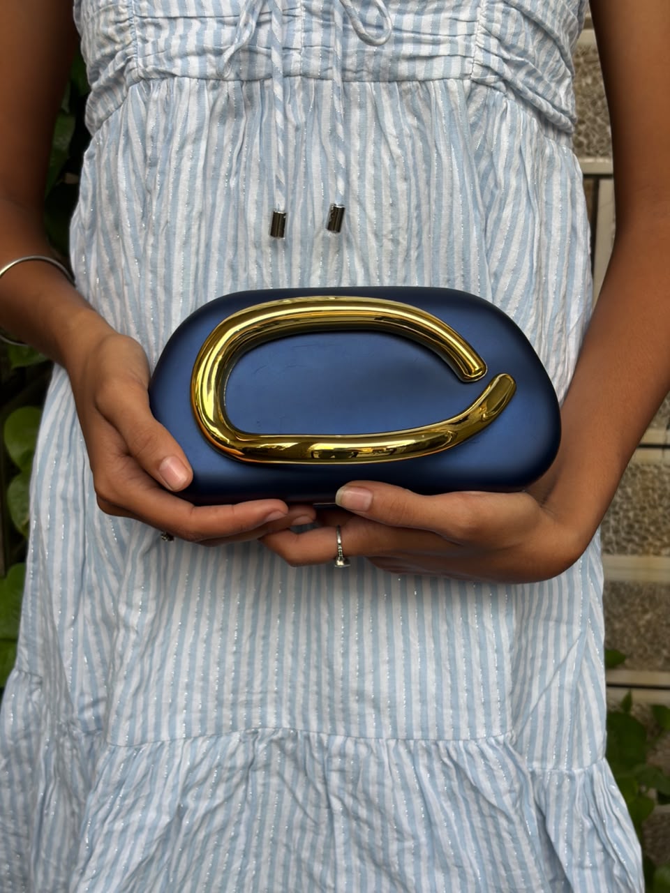 Navy Blue Oval Statement Sling Bag 💙