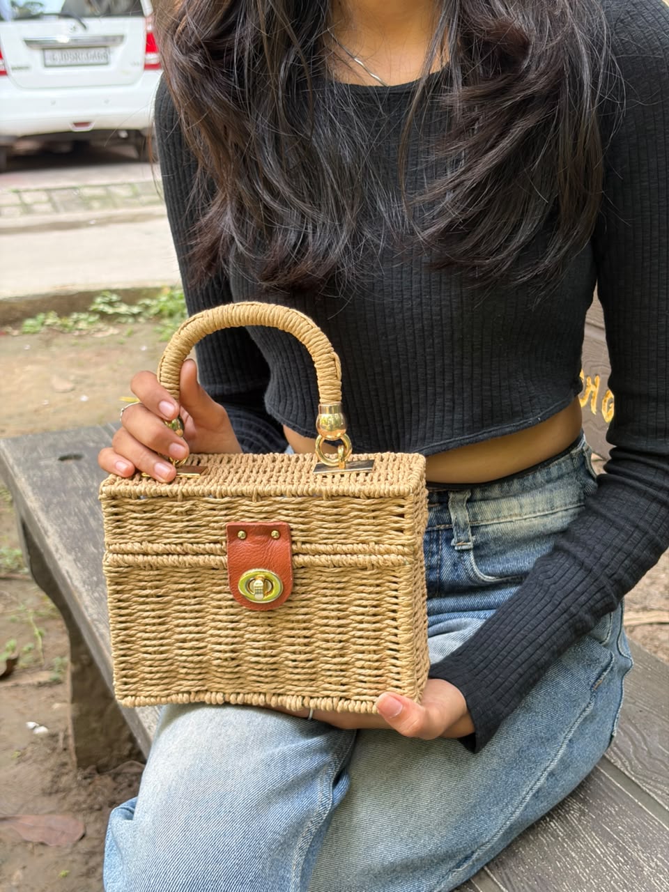 Sage Woven Sling Bag