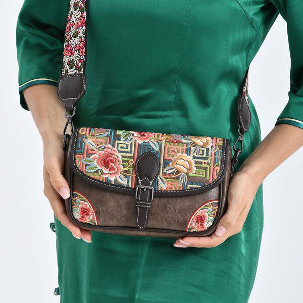 Elegant Floral Print Crossbody Sling Bag