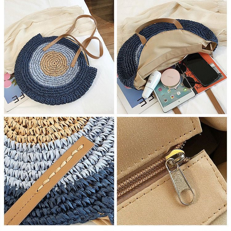 Evil Eye Straw Tote Bag
