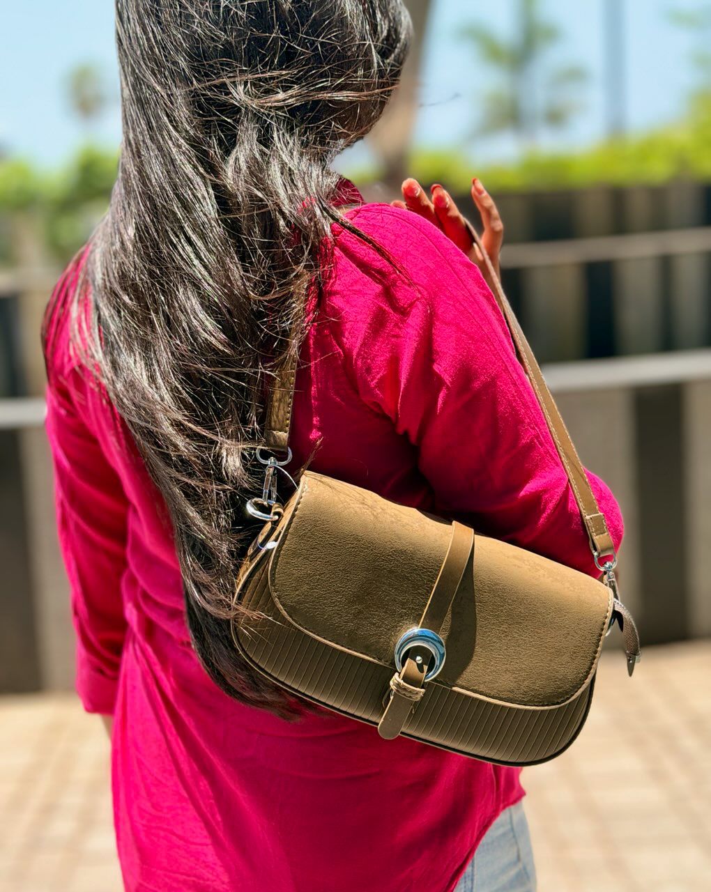 Textured Strapped Cross Body Bag