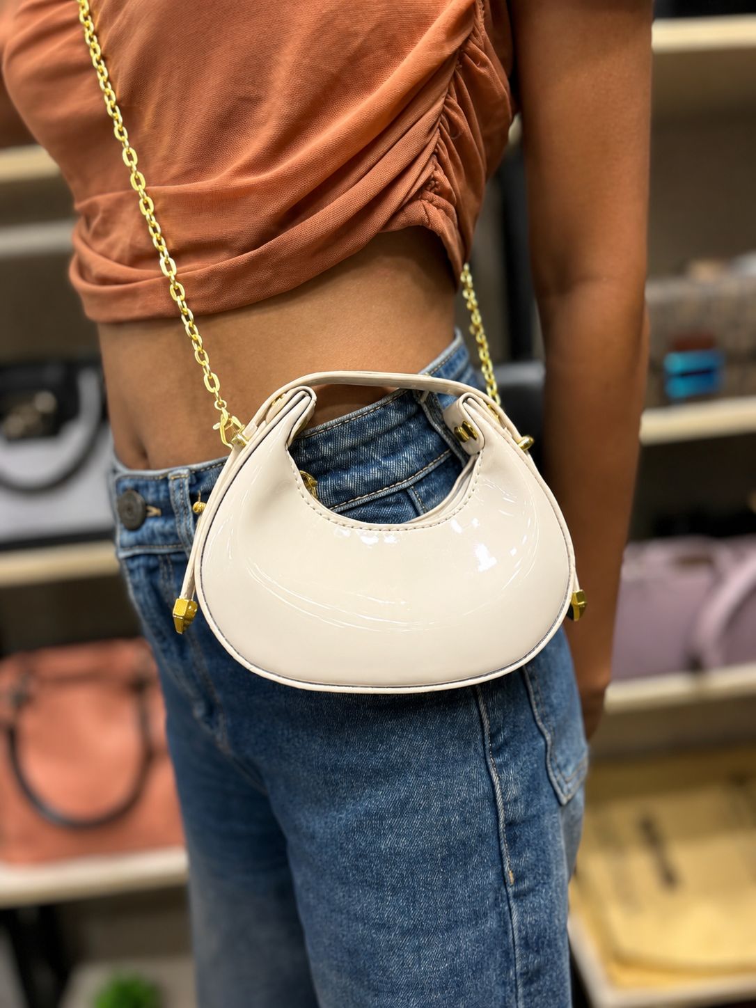 Tini Glossy Hobo Mini Bag