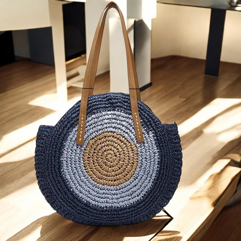 Evil Eye Straw Tote Bag
