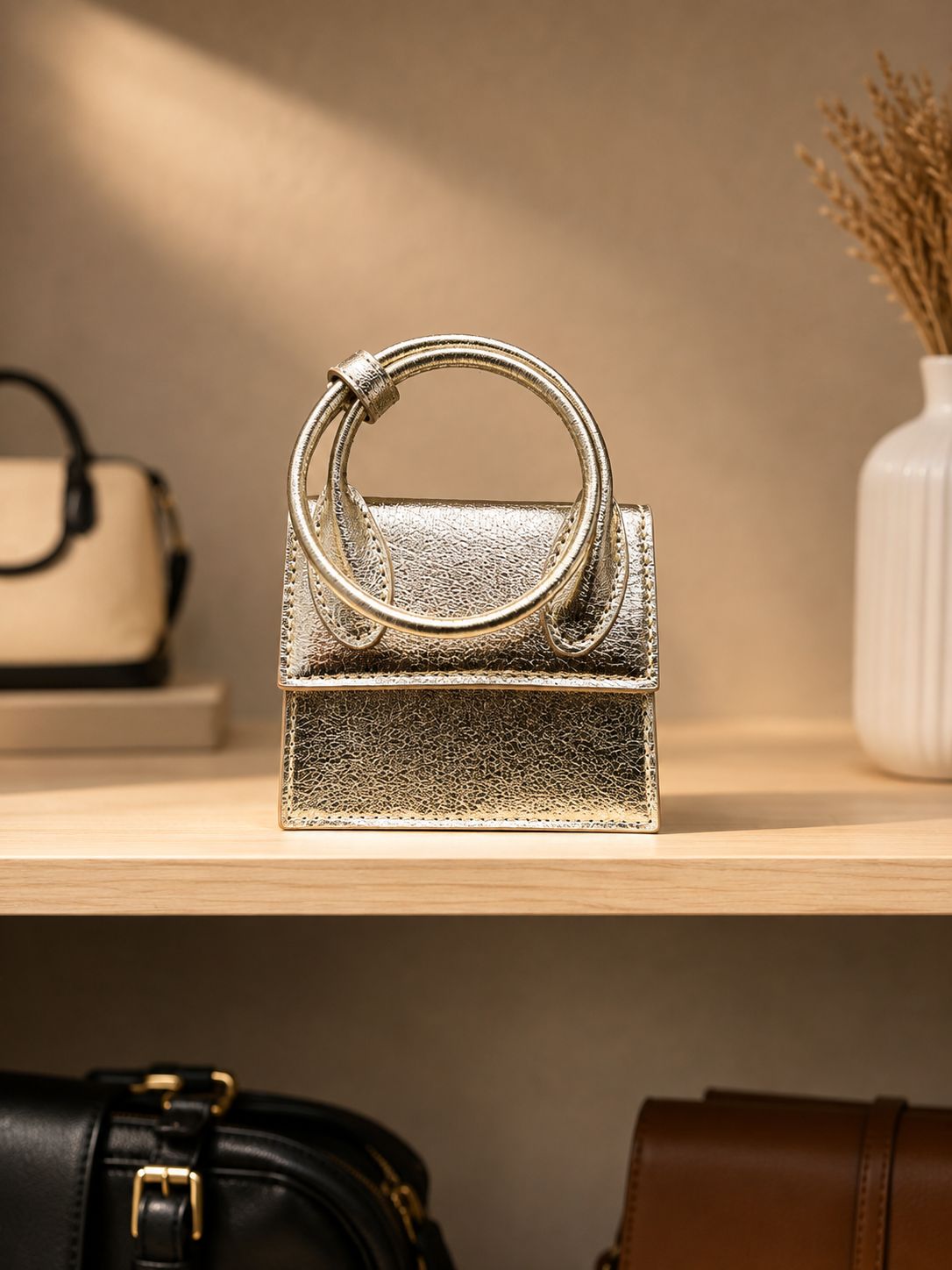 Kiara Metallic Structured Mini Bag