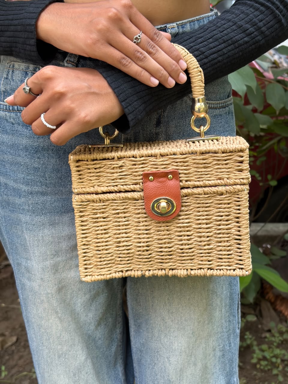 Sage Woven Sling Bag