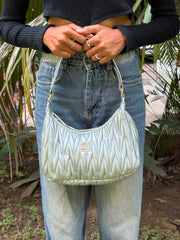 Silver Quited Shoulder Bag