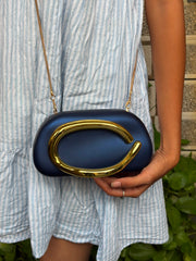 Navy Blue Oval Statement Sling Bag 💙
