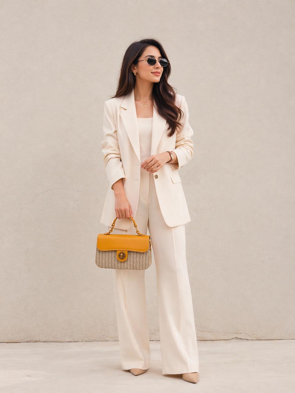 Chic Straw Sling Bag with Top Handle
