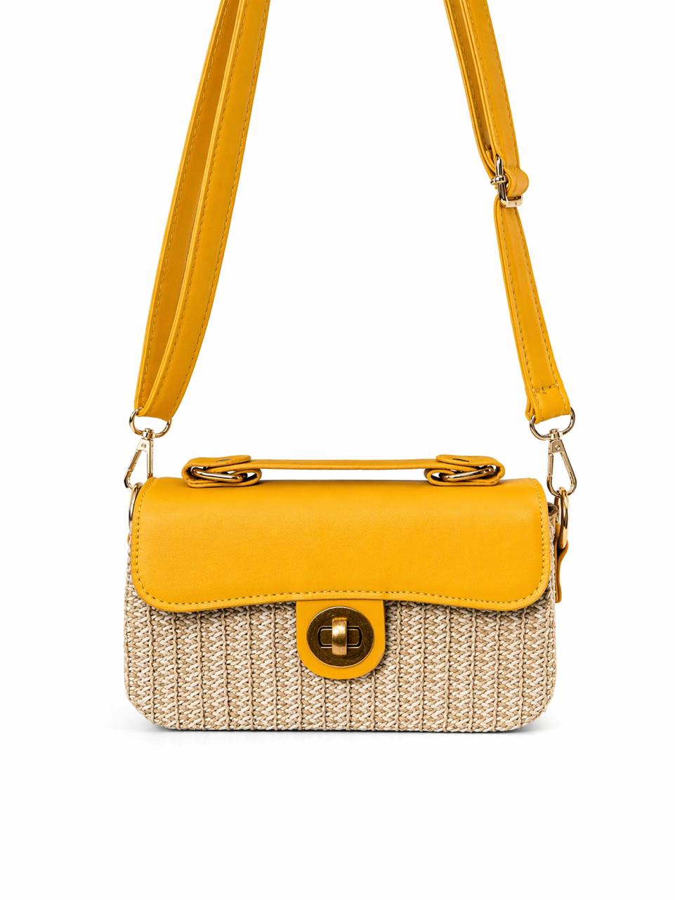Chic Straw Sling Bag with Top Handle