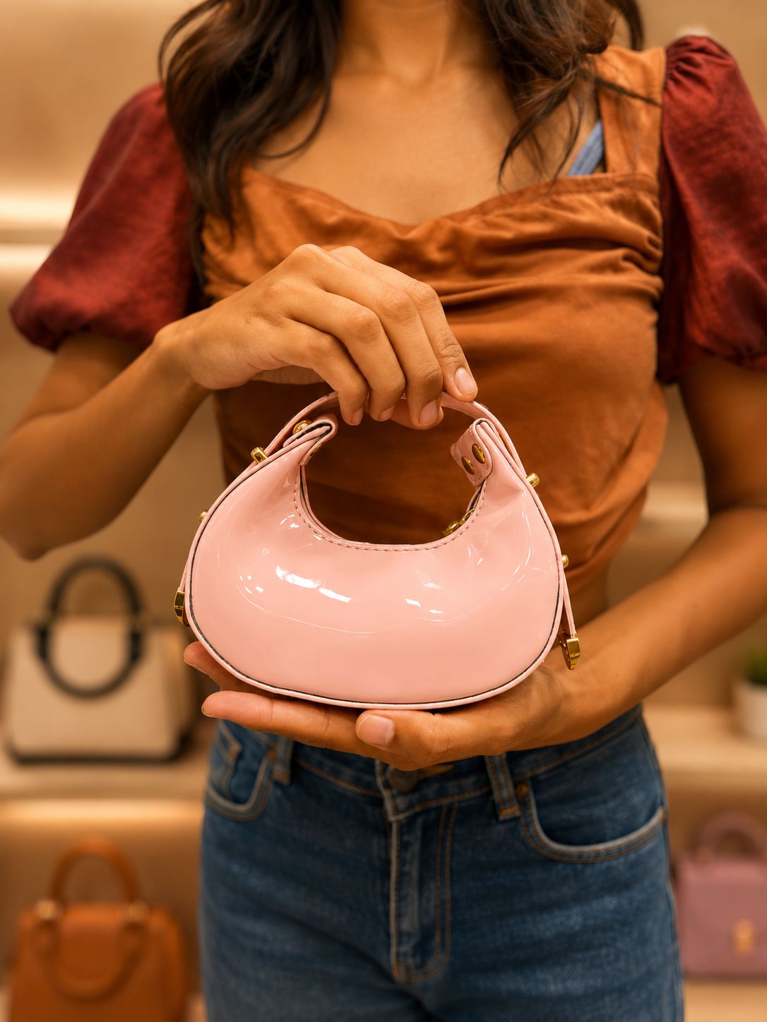Tini Glossy Hobo Mini Bag