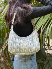 Silver Quited Shoulder Bag