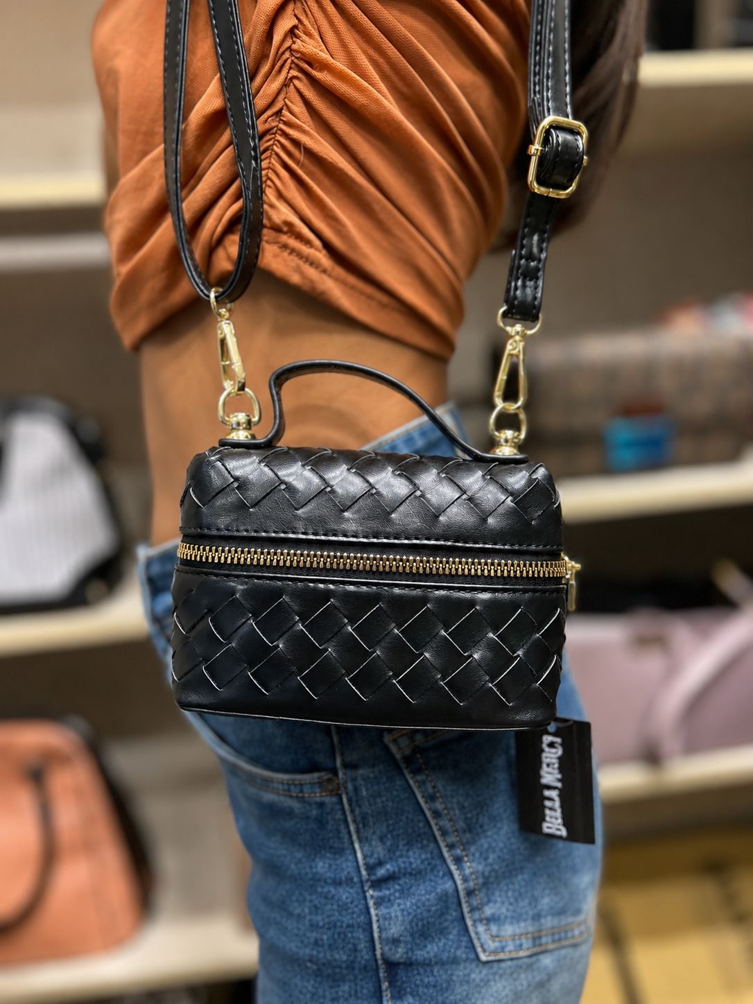 Noir Weave Luxe mini sling