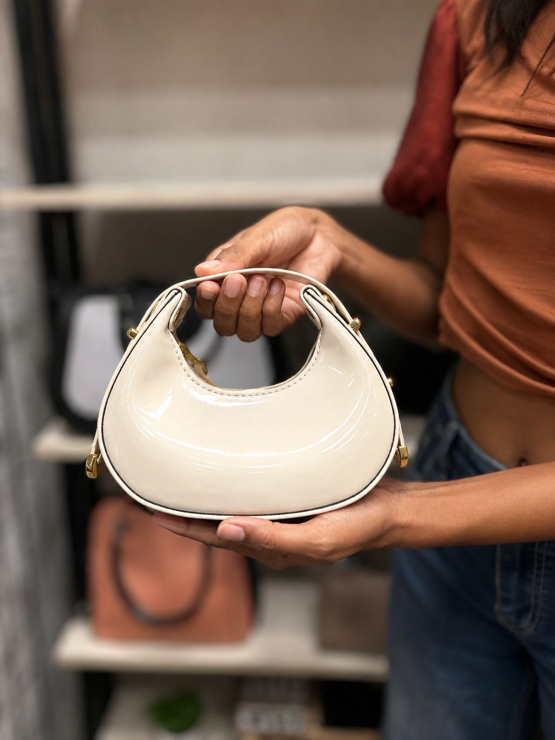 Tini Glossy Hobo Mini Bag