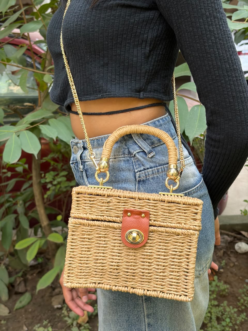 Sage Woven Sling Bag