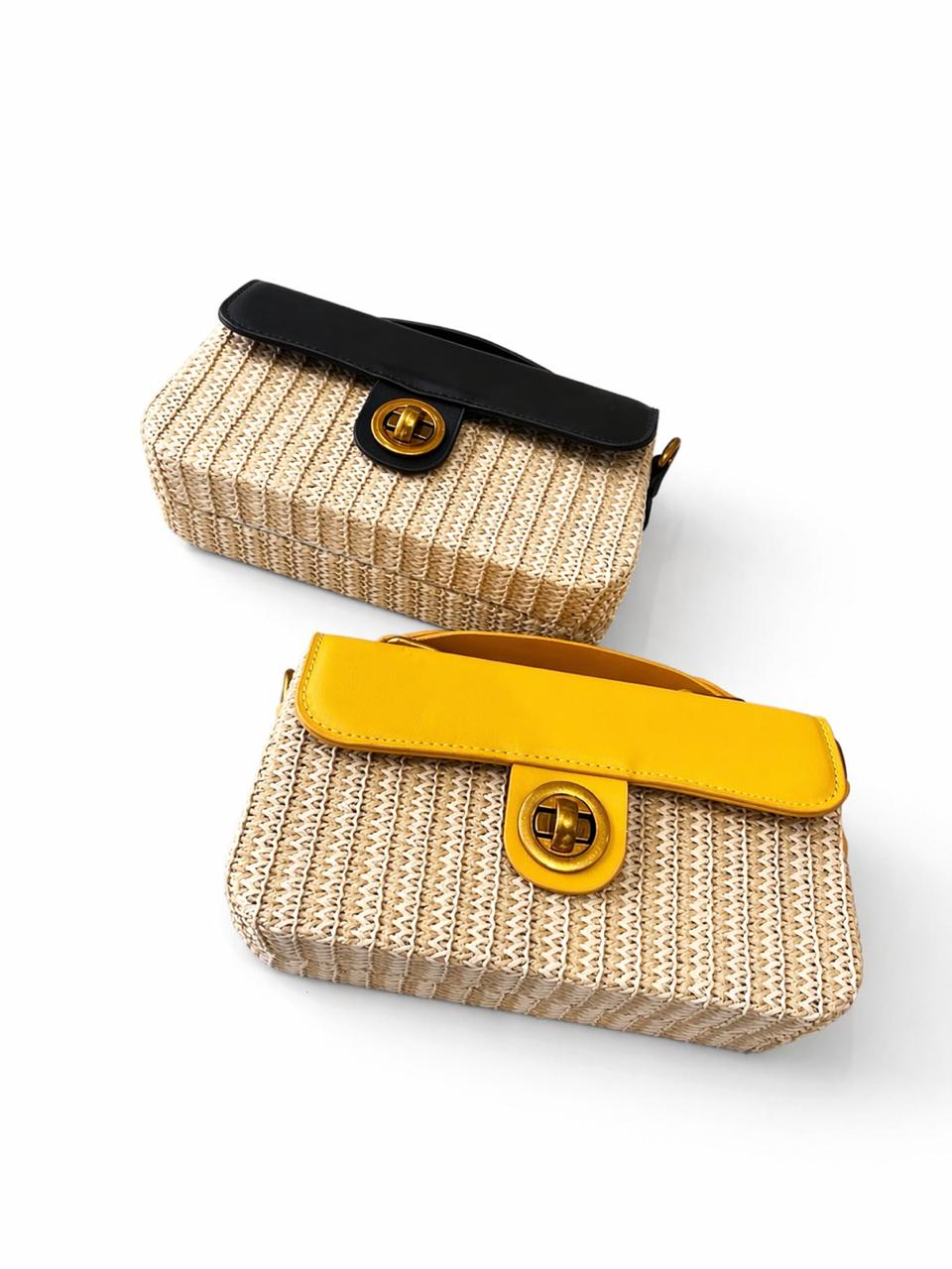 Chic Straw Sling Bag with Top Handle