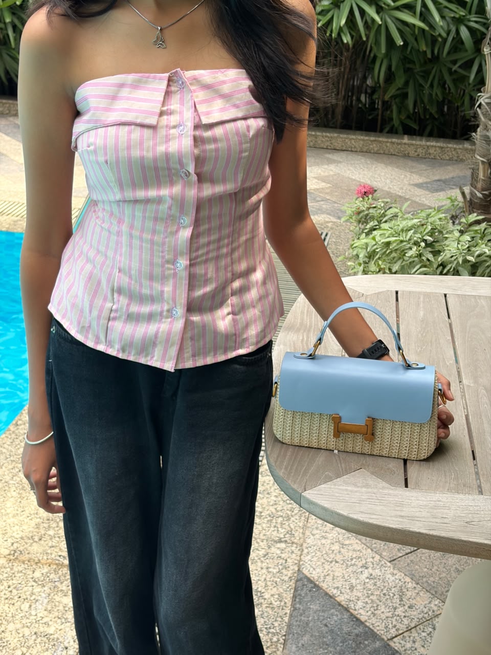Bucky Woven Straw Cross Body Bag